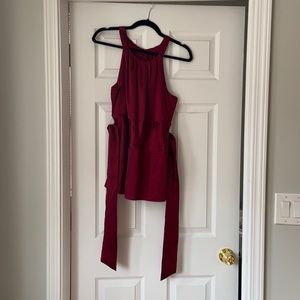 Ann Taylor Silk Maroon Strap Blouse